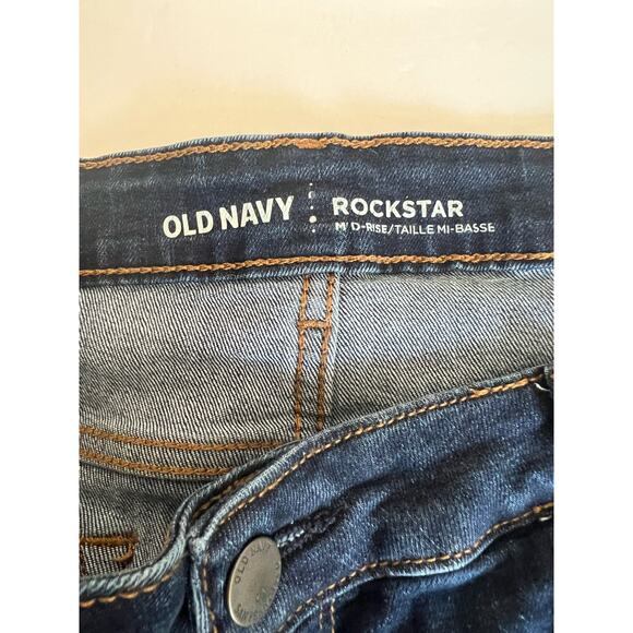 Old Navy Rockstar Mid Rise Skinny Dark Wash Stretch Jeans Size 16R - Picture 4 of 7
